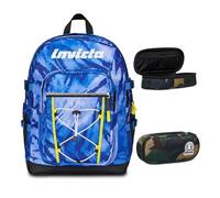 Invicta Zaino Scuola Jelek Fantasy, Blu, Zaino Doppio Scomparto Super Capiente Con Tasca Porta PC o Tablet, Tasca Porta Borraccia e Tasca Con Organizer, Zaino Viaggio + BUST R.PLU