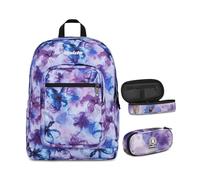 Invicta Zaino Scuola Jelek Fantasy, Lilla, 34 L, Doppio Scomparto + Portapenne Round Plus, Ideale per Matite e colori, Elementari, Medie, Superiori, Paint and Flower, Bambine e Ragazze, viola