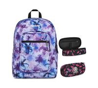 Invicta Zaino Scuola Jelek Fantasy, Lilla, 34 L, Doppio Scomparto + Portapenne Round Plus, Ideale per Matite e colori, Elementari, Medie, Superiori, Fuxia Berries, Bambine e Ragazze, rosa/nero