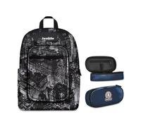 Invicta Zaino Scuola Jelek Fantasy, Nero, 34 L, Doppio Scomparto + Portapenne Round Plus, Ideale per Matite e colori, Elementari, Medie, Superiori, Smoky Blue, Ragazze e Ragazzi, blu/arancione