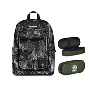 Invicta Zaino Scuola Jelek Fantasy, Nero, 34 L, Doppio Scomparto + Portapenne Round Plus, Ideale per Matite e colori, Elementari, Medie, Superiori, Ragazze e Ragazzi, verde