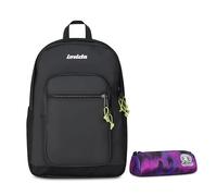 Invicta Zaino Scuola Jelek Plus City, Nero, Doppio Scomparto Con Tasca per PC e Tasca per Borraccia, 34 lt, Scuola Media e Superiore, Zaino Ragazza e Ragazzo + BUSTINA SPACE PINK I