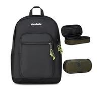 Invicta Zaino Scuola Jelek Plus City, Nero, Doppio Scomparto Con Tasca per PC e Tasca per Borraccia, 34 lt, Scuola Media e Superiore, Zaino Ragazza e Ragazzo + BUSTINA R.PLUS INVICTA LOGO