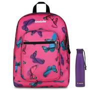 Invicta Zaino Scuola Jelek, Rosa, Doppio Scomparto Con Tasca per PC e Borraccia, 34 Lt, Scuola Media e Superiore, Zaino Ragazza + Invicta Borraccia Viola