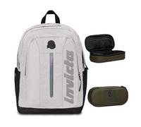 Invicta Zaino Scuola Jelek UP Led, Grigio, Zaino Doppio Scomparto Super Capiente Con Tasca Porta PC o Tablet, Scuole Medie Superiori e Viaggio, Ragazzo + BUSTINA R.PLUS INVICTA LOGO