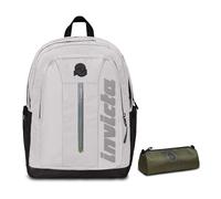Invicta Zaino Scuola Jelek UP Led, Grigio, Zaino Doppio Scomparto Super Capiente Con Tasca Porta PC o Tablet, Scuole Medie Superiori e Viaggio, Ragazzo + BUSTINA INVICTA LOGO