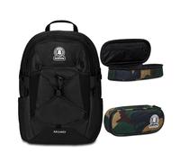 Invicta Zaino Scuola Moab Solid, Nero, Zaino Doppio Scomparto con Cinghia a vita