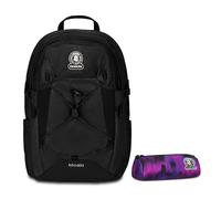Invicta Zaino Scuola Moab Solid, Nero, Zaino Doppio Scomparto con Cinghia a vita
