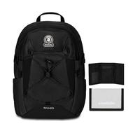 Invicta Zaino Scuola Moab Solid, Nero, Zaino Doppio Scomparto con Cinghia a vita
