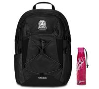 Invicta Zaino Scuola Moab Solid, Nero, Zaino Doppio Scomparto con Cinghia a vita e Nastro torace, Tasca Porta PC, Tasca Porta Borraccia e Tasca Con Organizer, Zaino Viaggio + Invic