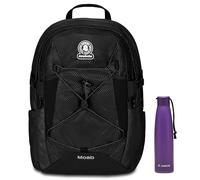 Invicta Zaino Scuola Moab Solid, Nero, Zaino Doppio Scomparto con Cinghia a vita e Nastro torace, Tasca Porta PC, Tasca Porta Borraccia e Tasca Con Organizer, Zaino Viaggio + Invic