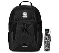 Invicta Zaino Scuola Moab Solid, Nero, Zaino Doppio Scomparto con Cinghia a vita e Nastro torace, Tasca Porta PC, Tasca Porta Borraccia e Tasca Con Organizer, Zaino Viaggio + Invic