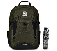 Invicta Zaino Scuola Moab Solid, Verde, Zaino Doppio Scomparto con Cinghia a vita e Nastro torace, Tasca Porta PC, Tasca Porta Borraccia e Tasca Con Organizer, Zaino Viaggio + Invi