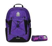 Invicta Zaino Scuola Moab Solid, Viola, Zaino Doppio Scomparto con Cinghia a vita e Nastro torace, Tasca Porta PC, Tasca Porta Borraccia e Tasca Con Organizer, Zaino Viaggio + BUST