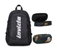 Invicta Zaino Ufficio Invict-Act Plus Fibra Ottica, Nero, Doppio Scomparto Con Tasca PC, Tasca Borraccia, Tasca Con Organizer, Cinghia Vita, Nastri Torace e Regolazione Volume, Zai