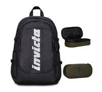 Invicta Zaino Ufficio Invict-Act Plus Fibra Ottica, Nero, Doppio Scomparto Con Tasca PC, Tasca Borraccia, Zaino Viaggio + BUSTINA R.PLUS INVICTA LOGO