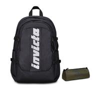 Invicta Zaino Ufficio Invict-Act Plus Fibra Ottica, Nero, Doppio Scomparto Con Tasca PC, Tasca Borraccia, Zaino Viaggio + BUSTINA INVICTA LOGO