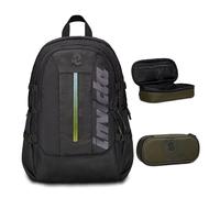Invicta Zaino Ufficio Invict-Act Plus Led, Nero, Doppio Scomparto Con Tasca PC, Tasca Borraccia, Nastri Torace e Regolazione Volume, Zaino Lavoro Scuola Viaggio + BUSTINA R.PLUS INVICTA LOGO