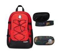 Invicta Zaino Ufficio Invict-Act Plus Plain, Rosso, Doppio Scomparto Con Tasca PC, Tasca Borraccia, Tasca Con Organizer, Cinghia Vita, Nastri Torace e Regolazione Volume, Zaino Lav