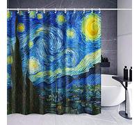 INVIN ART Bathroom Shower Curtain Set con ganci, The Starry Night by Van Gogh, Home Art Painting Pictures per Bathroom