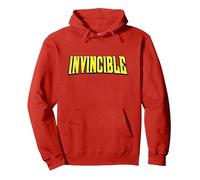 Invincible Season 1 Clean Logo Felpa con Cappuccio, Unisex per Adulti, Rosso, S
