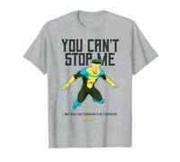 Invincible You Can't Stop Me Mark Grayson Superhero Maglietta, Uomo, Grigio Melange, L