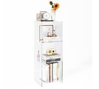 invisibiliter Libreria in acrilico a 3 ripiani, trasparente, da pavimento, altezza 80 cm, vetrina a cubo, scaffale portaoggetti, decorazione per la casa, ufficio, soggiorno, camera da letto