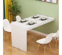 Invisible Folding Telescopic Shelf WallMounted Wooden Table for Kitchen Vanity Dining Room Living Room Balcony (White + White Frame 8 livelli regolabili)