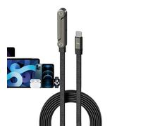 Invisible Holder Charger Cable Type C - 2 in 1 Fast Charging Cord with built-in Phone Stand, Zinc Alloy 60W PD Data Lead For Tablet & Smartphone, Durable Wire | For Gamers & Office