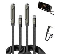 Invisible Holder Charger Cable with Stand, Type-C to Type-C, 240W Super Fast Charging, with Folding Phone Stand, 5ft, for iPhone 15-17/Smartphones/Tablets (2 pcs)