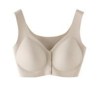 Invisible Seamless Bra for Women Wireless Front Closure Padded Bra (Beige,XL)