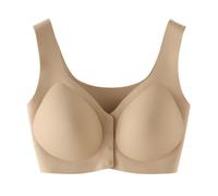 Invisible Seamless Bra for Women Wireless Front Closure Padded Bra (Khaki,M)