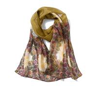 Invisible World Foulard Seta da Donna 100% con Rosa y Fiori Lunga Dipinta a Mano per Collo, Testa o Capelli - Marrone