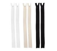 Invisible Zipper for Sewing | Smooth Sliding & Sturdy Plastic Teeth | DIY Dress Accessories for Coats/Skirts/Bags | 6 Pack Closed - End, Black/White/Beige