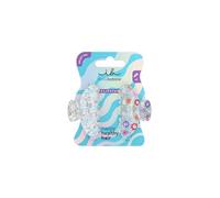invisibobble CLIPSTAR Cosmic Glow - Set di 2 fermagli per capelli in argento scintillante con glitter, faccine e cuori, per acconciature con stile sicuro di sé