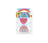 invisibobble CLIPSTAR GLOW Kids Happy Hearts, 2 fermagli per capelli luminosi per bambini, design arcobaleno e cuore, clip antiscivolo per capelli sani, perfetti per ragazze