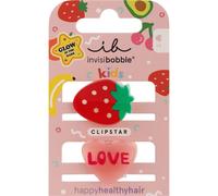 invisibobble Fermagli CLIPSTAR GLOW KIDS FRUTTI STRAWBERRY – 2 pz, brillanti, antiscivolo, fragola