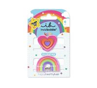 invisibobble CLIPSTAR GLOW Kids Happy Hearts, 2 fermagli per capelli luminosi per bambini, design arcobaleno e cuore, clip antiscivolo per capelli sani, perfetti per ragazze
