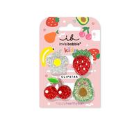 invisibobble CLIPSTAR KIDS FRUTTI FUN - 4 fermagli per capelli per bambini, colorati e scintillanti, per capelli sani, design con frutta e fiori, perfetti per i bambini