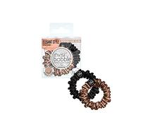Invisibobble Scrunchies per capelli raso nero e dorato x2 Sprunchie Slim - Elastico per capelli scrunchie con un elastico a spirale all´interno in raso