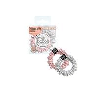 Invisibobble Scrunchies per capelli raso rosa e argento x2 Sprunchie Slim - Elastico per capelli scrunchie con un elastico a spirale all´interno in raso