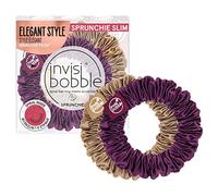 Invisibobble Scrunchies per capelli raso viola e oro Sprunchie Slim x2 - Elastici per capelli scrunchie con un elastico a spirale all´interno - Scrunchies raso