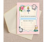 Inviti a tema Alice nel paese delle meraviglie per feste di compleanno, addio al nubilato, occasioni speciali, confezione da 10