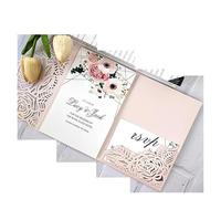 Inviti di nozze con buste, Confezione da 10 biglietti d'invito for matrimonio multicolore, kit fai te, stampabili, a tre ante, floreali(Light Pink,Whole set)