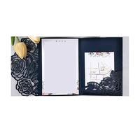 Inviti di nozze con buste, Confezione da 10 biglietti d'invito for matrimonio multicolore, kit fai te, stampabili, a tre ante, floreali(Deep Blue,Outside cover only)