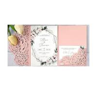 Inviti di nozze con buste, Confezione da 10 biglietti d'invito for matrimonio multicolore, kit fai te, stampabili, a tre ante, floreali(Pink,Outside cover only)