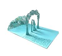 Inviti di nozze pop-up in oro rosa con sposi in 3D, biglietti auguri tagliati al laser, invito for addio nubilato busta(Blue)