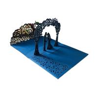 Inviti di nozze pop-up in oro rosa con sposi in 3D, biglietti auguri tagliati al laser, invito for addio nubilato busta(Deep Blue)