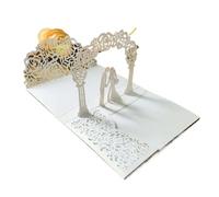 Inviti di nozze pop-up in oro rosa con sposi in 3D, biglietti auguri tagliati al laser, invito for addio nubilato busta(White)