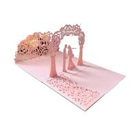 Inviti di nozze pop-up in oro rosa con sposi in 3D, biglietti auguri tagliati al laser, invito for addio nubilato busta(Pink)